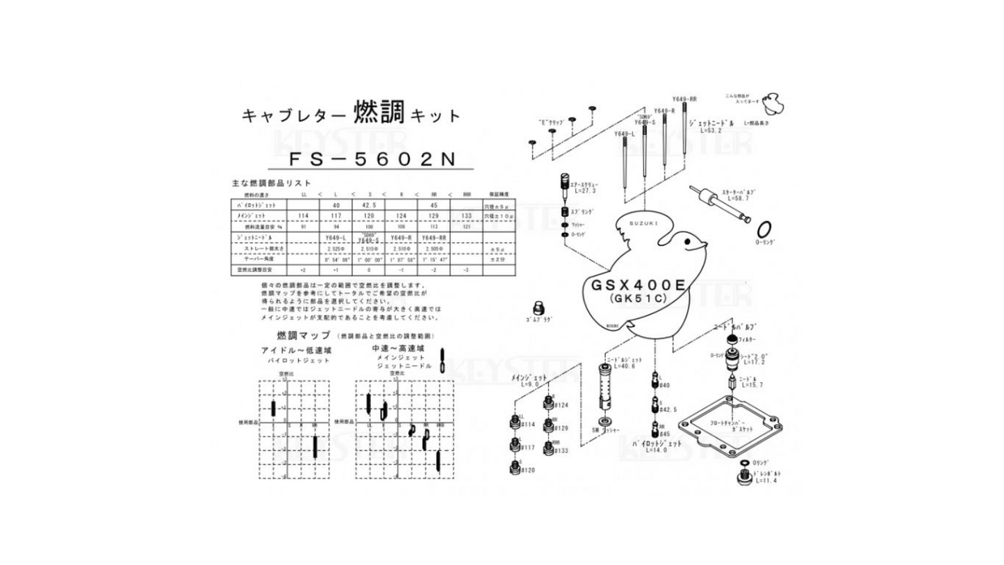 Carburetor Fuel Condition Kit – Overhaul & Setting Parts Set for Suzuki GSX400E (GK51C) | FS-5602N