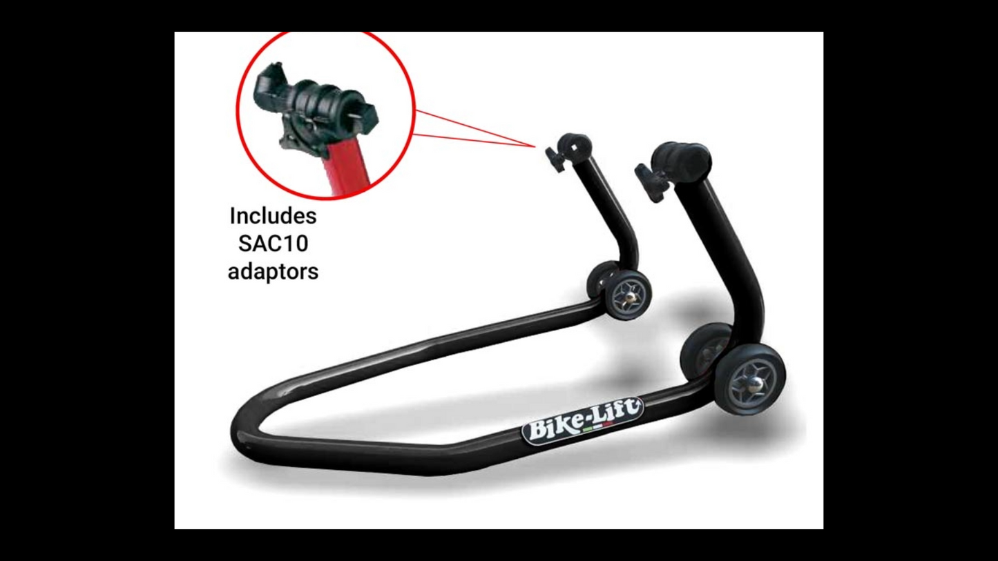 Bike Lift FS10 Front Stand – Black | Universal Adjustable Fork Stand (FS-10 + SAC-10 Cones)