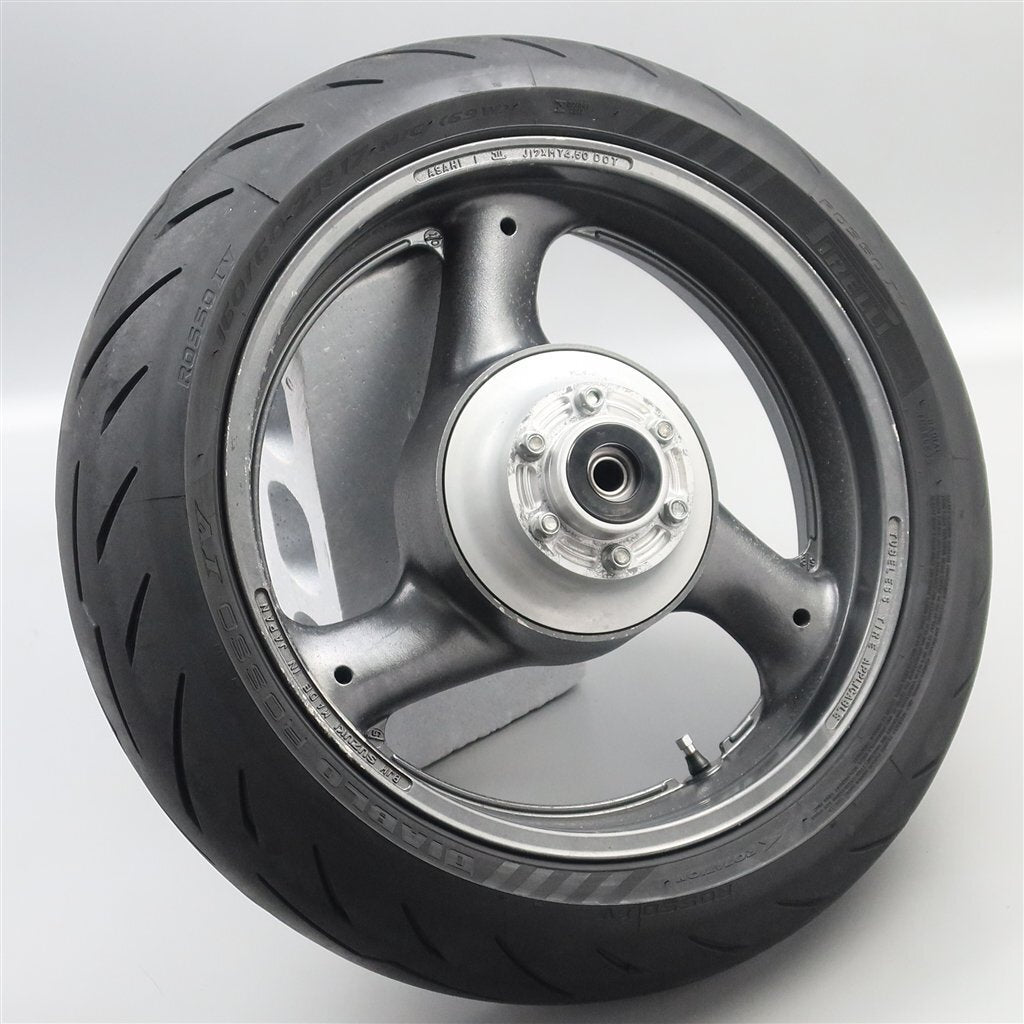 1989 Suzuki GSX-R1100K Rear Rim with Pirelli Diablo Rosso Tire
