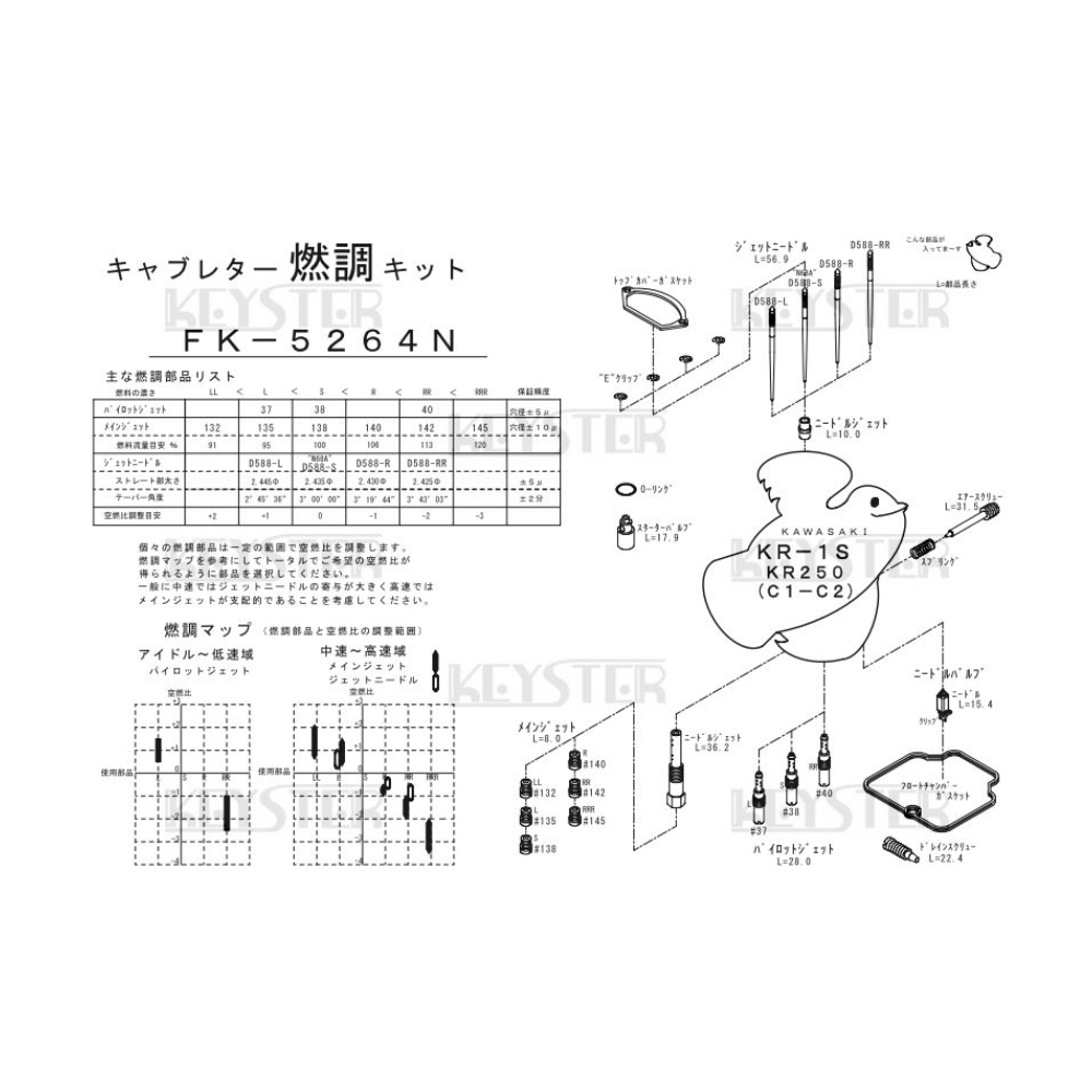 KEYSTER CARBURETOR FUEL ADJUSTMENT KIT fits Kawasaki KR-1 / KR-1S / KR-1R