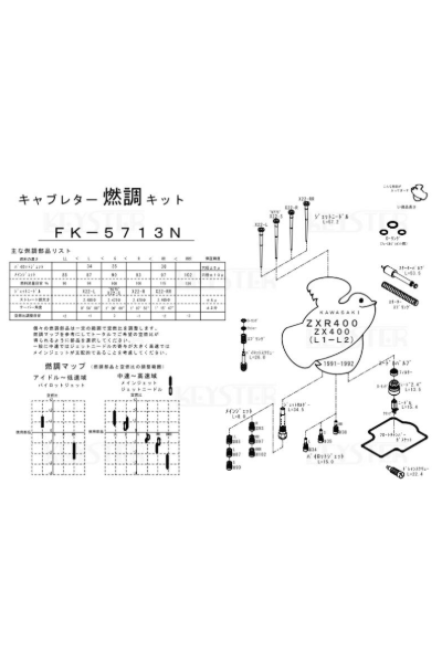 Keyster Carburetor Rebuild Kit FK-5713N – Kawasaki ZXR400 1991-1992 (L1 L2) ZX400 Carb Kit