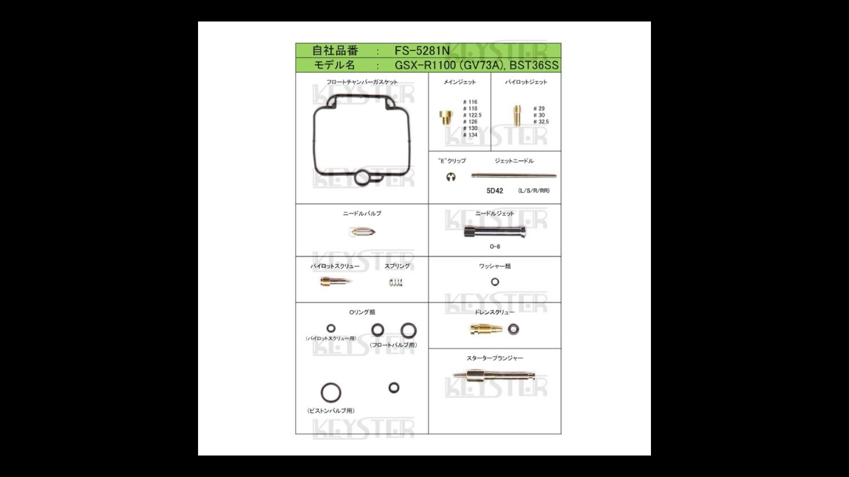 Keyster Carburetor Fuel Adjustment Kit – Suzuki GSX-R1100 (GV73A) Product #: FS-5281N