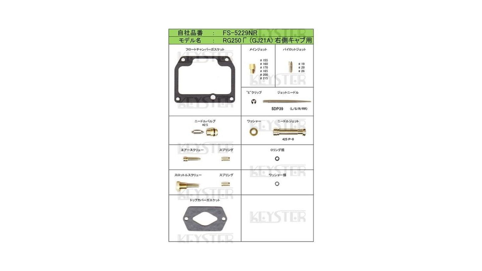 Keyster Carburetor Fuel Adjustment Kits – FS-5229NL & FS-5229NR for Suzuki RG250 GJ21A